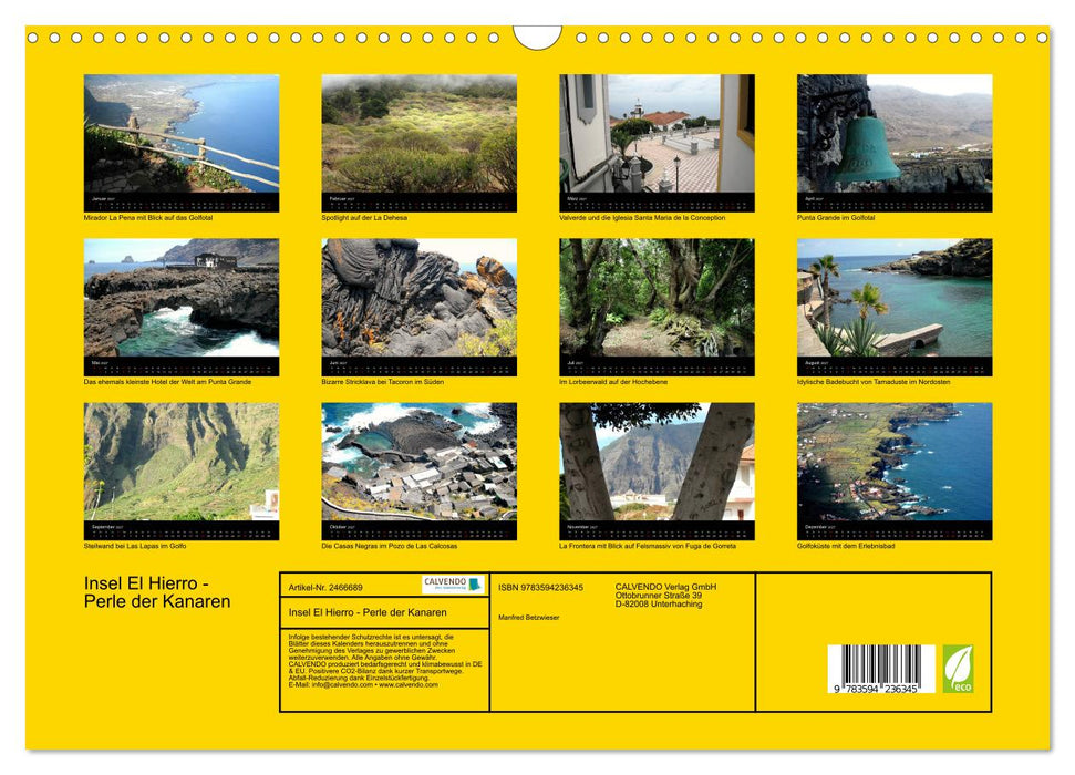 Insel El Hierro - Perle der Kanaren (CALVENDO Wandkalender 2027)