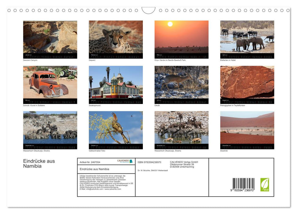 Eindrücke aus Namibia (CALVENDO Wandkalender 2027)