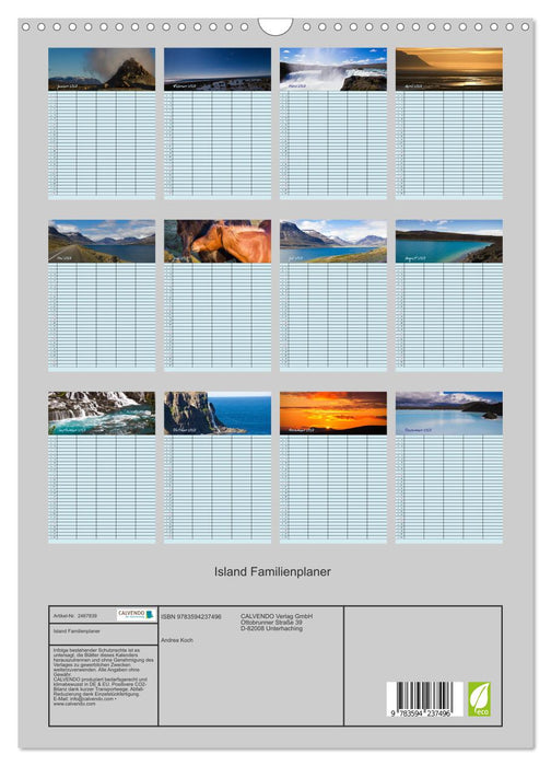 Island Familienplaner (CALVENDO Wandkalender 2027)