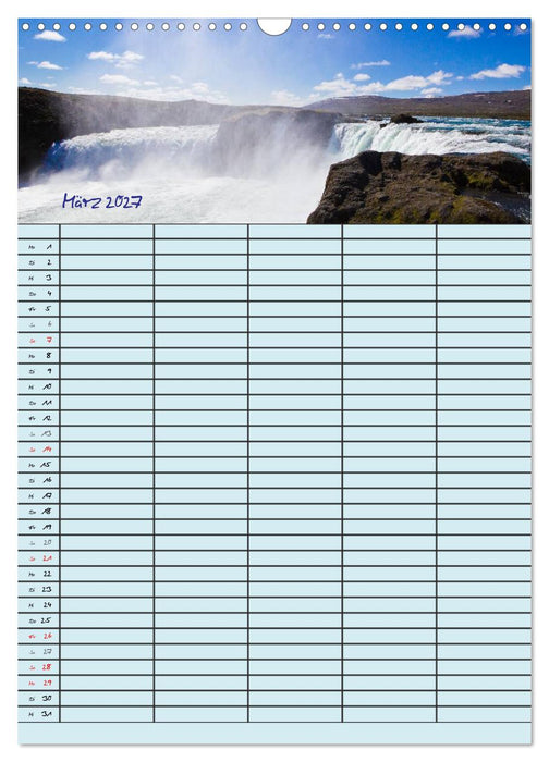 Island Familienplaner (CALVENDO Wandkalender 2027)