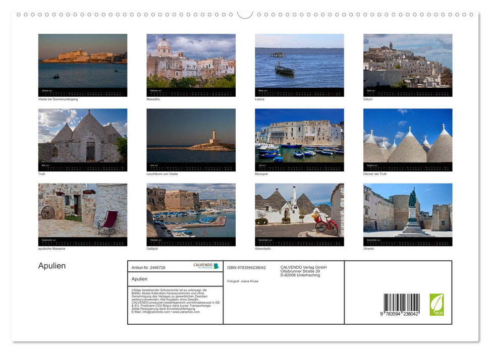 Apulien (CALVENDO Premium Wandkalender 2027)