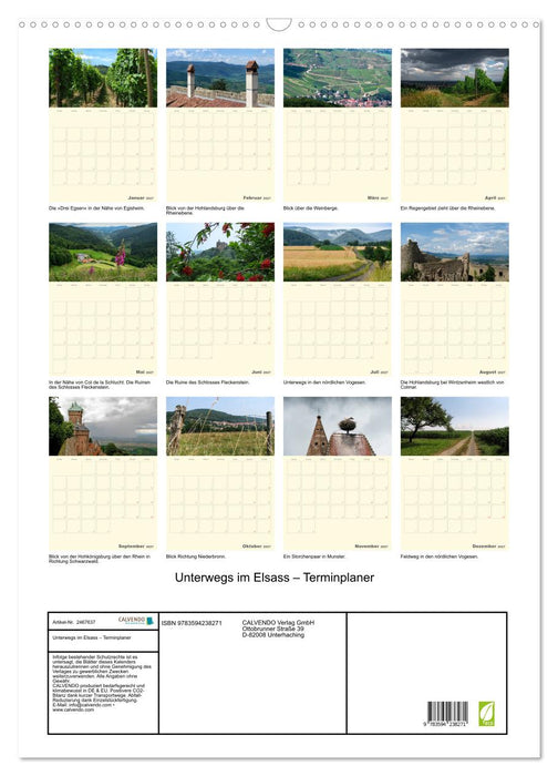 Unterwegs im Elsass – Terminplaner (CALVENDO Wandkalender 2027)