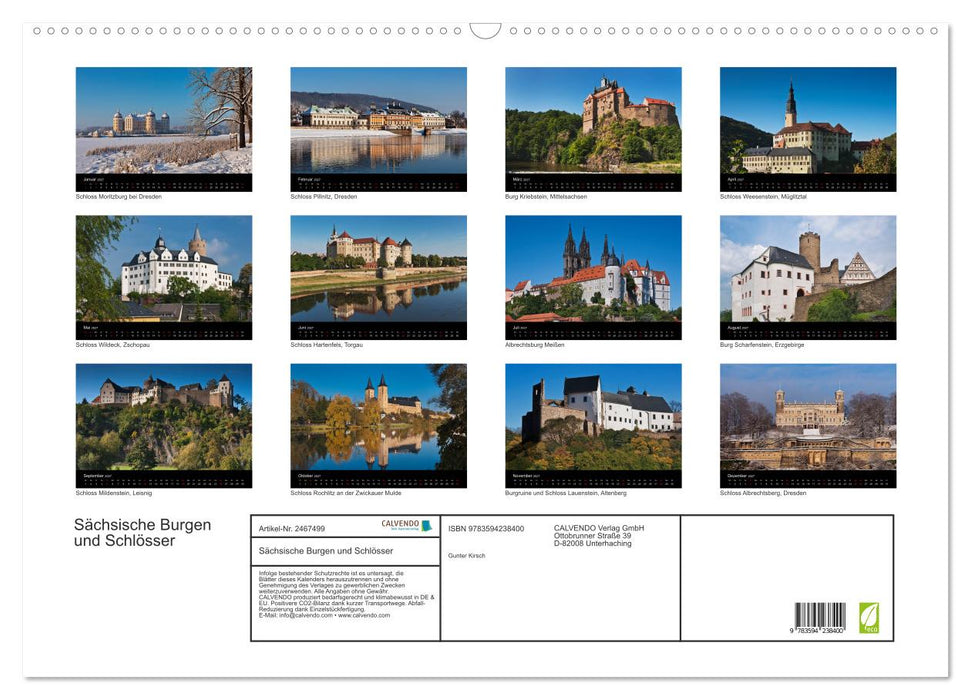 Sächsische Burgen und Schlösser (CALVENDO Wandkalender 2027)