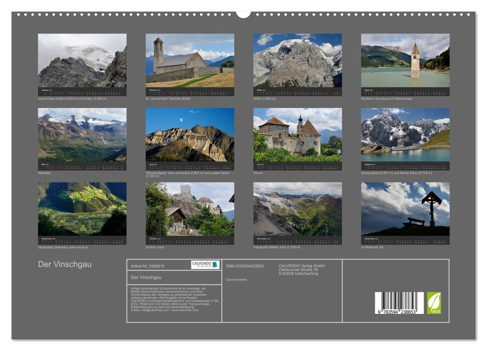 Der Vinschgau (CALVENDO Premium Wandkalender 2027)