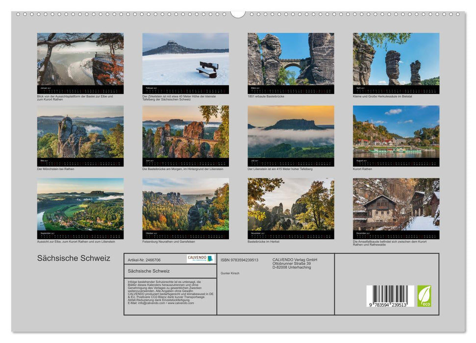 Sächsische Schweiz (CALVENDO Premium Wandkalender 2027)