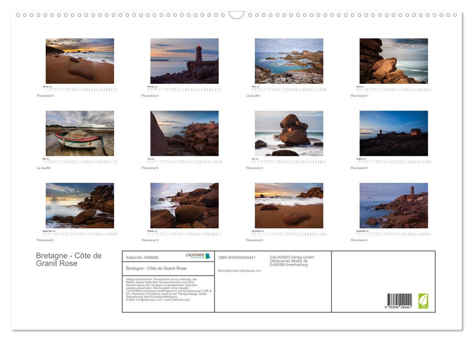 Bretagne - Côte de Granit Rose (CALVENDO Wandkalender 2027)