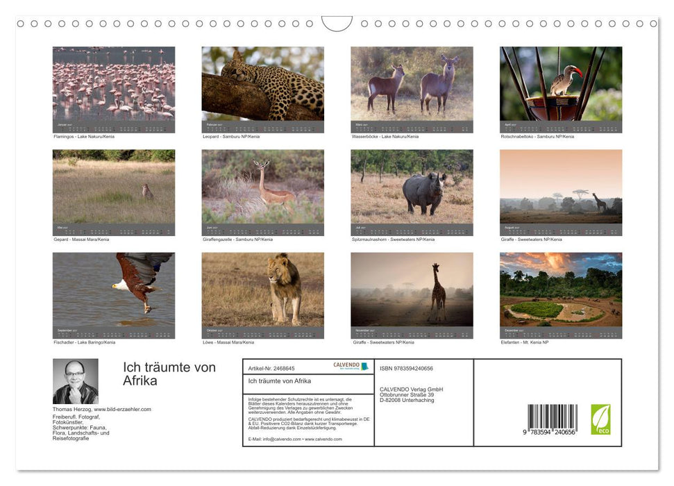 Ich träumte von Afrika (CALVENDO Wandkalender 2027)