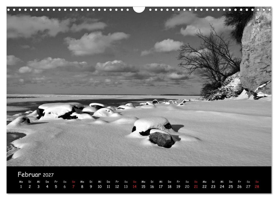 Rügen in schwarz-weiß (CALVENDO Wandkalender 2027)