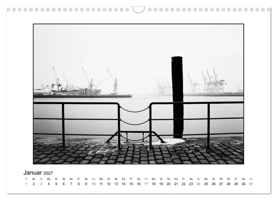 Hamburg in schwarz-weiß (CALVENDO Wandkalender 2027)