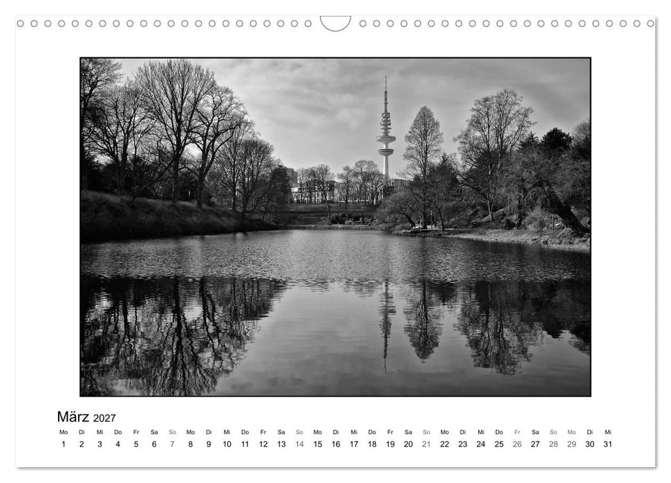 Hamburg in schwarz-weiß (CALVENDO Wandkalender 2027)