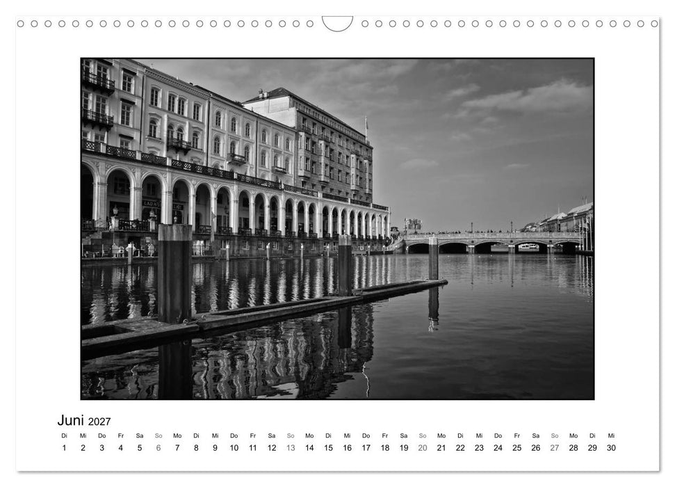 Hamburg in schwarz-weiß (CALVENDO Wandkalender 2027)