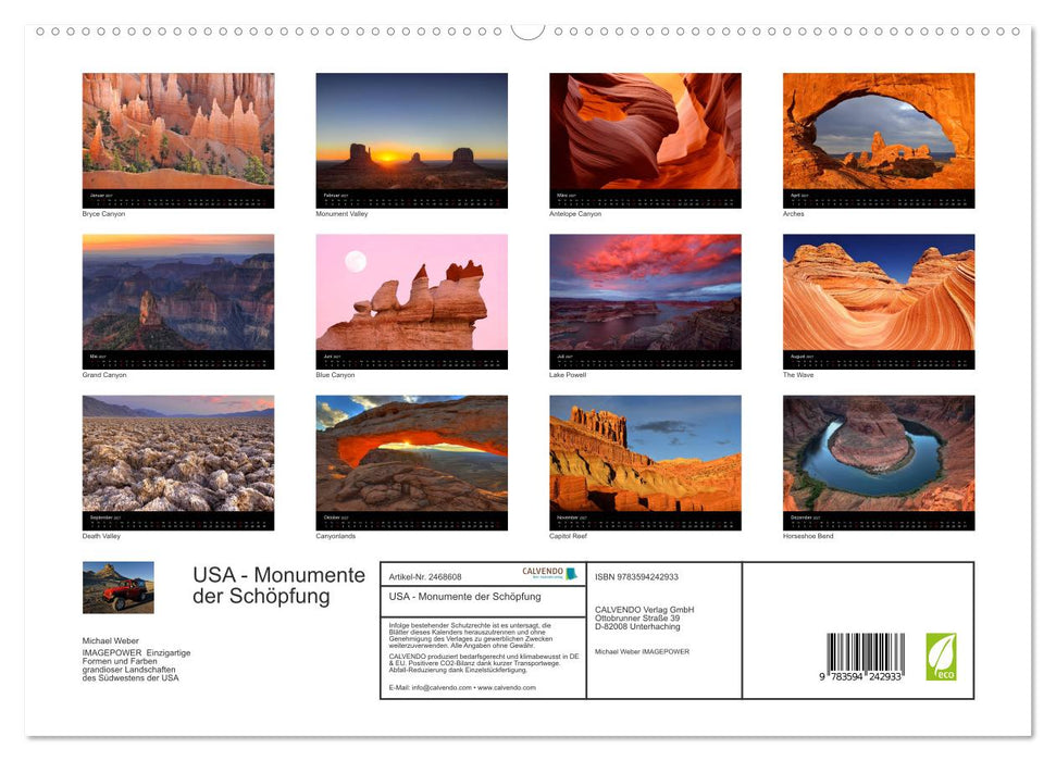 USA - Monumente der Schöpfung (CALVENDO Premium Wandkalender 2027)