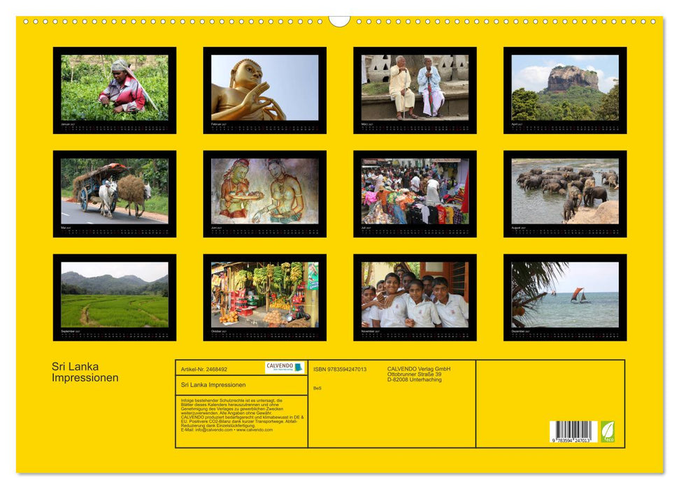 Sri Lanka Impressionen (CALVENDO Wandkalender 2027)