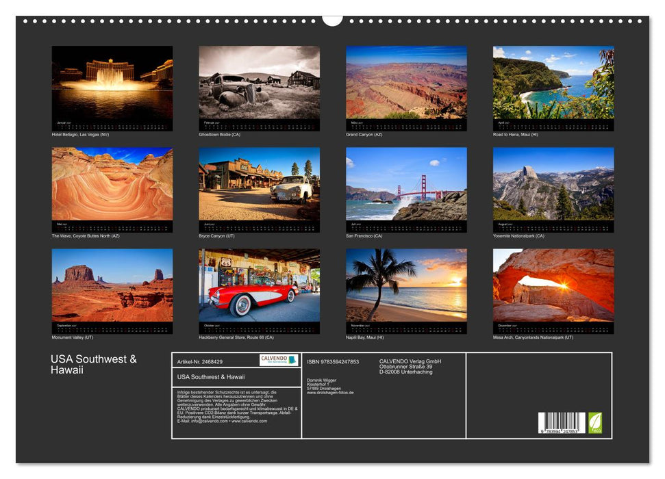 USA Southwest & Hawaii (CALVENDO Wandkalender 2027)