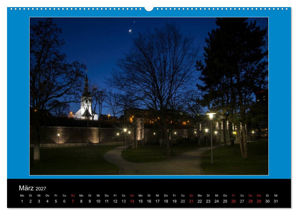 Schweinfurt bei Nacht verzaubernd und bunt (CALVENDO Wandkalender 2027)