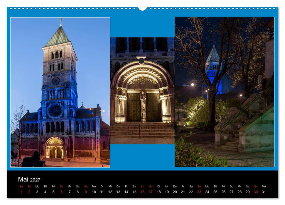 Schweinfurt bei Nacht verzaubernd und bunt (CALVENDO Wandkalender 2027)