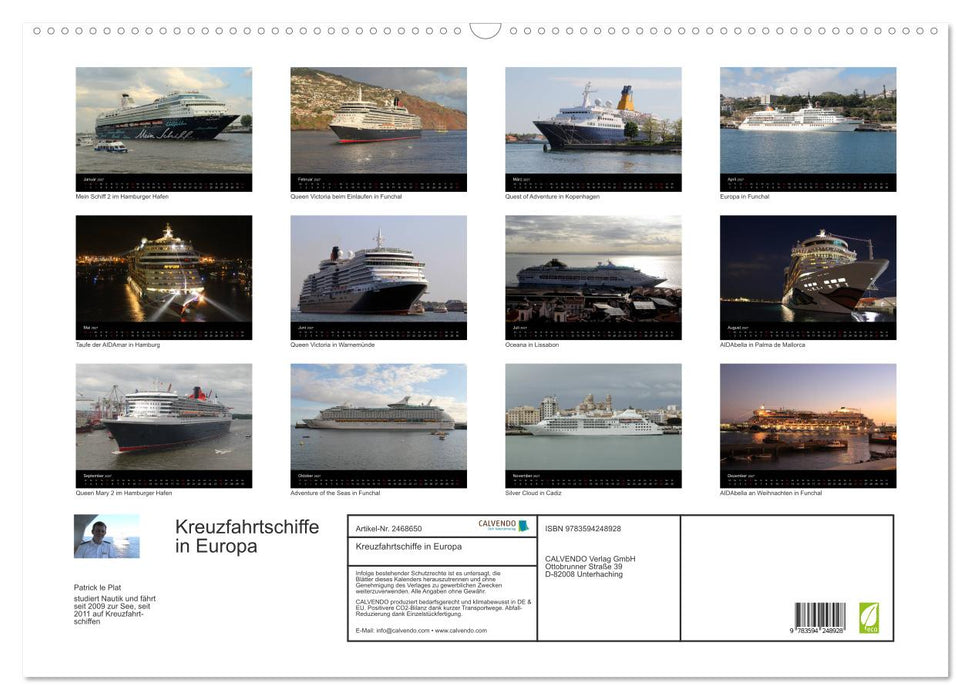 Kreuzfahrtschiffe in Europa (CALVENDO Wandkalender 2027)