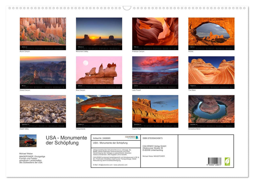 USA - Monumente der Schöpfung (CALVENDO Wandkalender 2027)