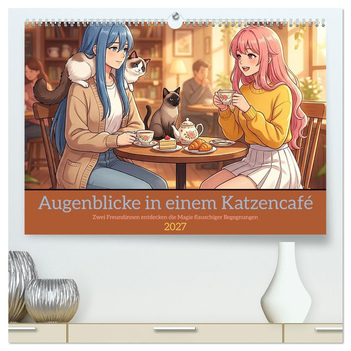 Augenblicke in einem Katzencafé (CALVENDO Premium Wandkalender 2027)