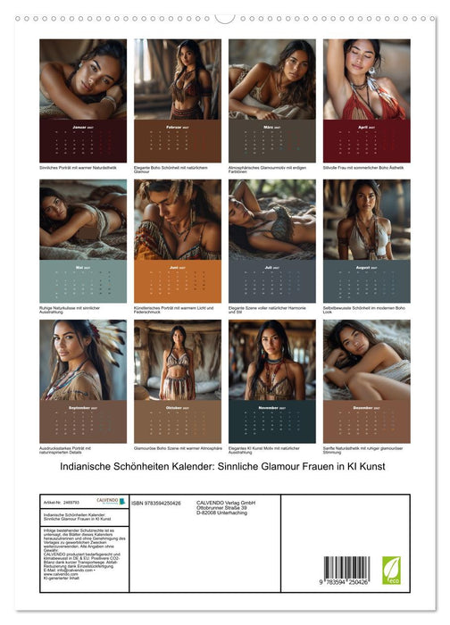 Indianische Schönheiten Kalender: Sinnliche Glamour Frauen in KI Kunst (CALVENDO Premium Wandkalender 2027)