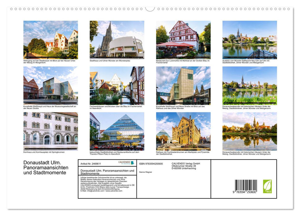 Donaustadt Ulm. Panoramaansichten und Stadtmomente (CALVENDO Premium Wandkalender 2027)