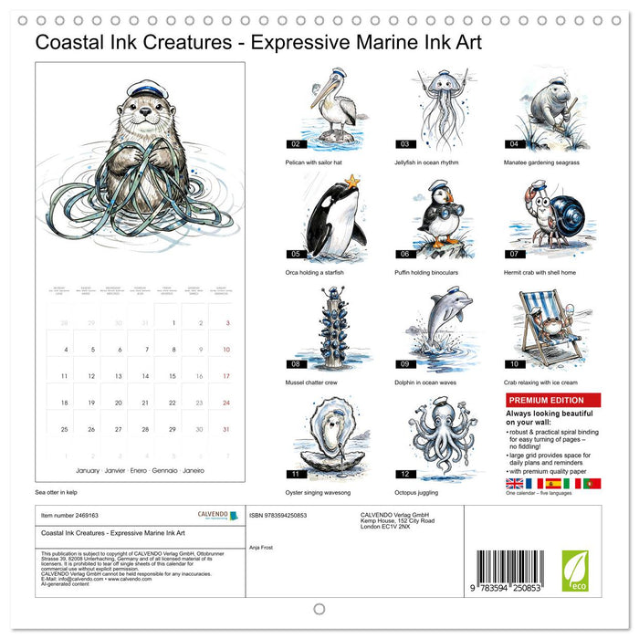 Coastal Ink Creatures - Expressive Marine Ink Art (CALVENDO Monthly Calendar 2027)