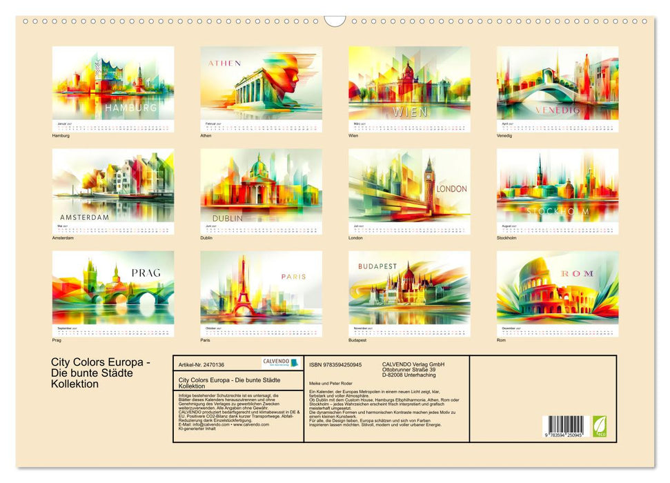 City Colors Europa - Die bunte Städte Kollektion (CALVENDO Wandkalender 2027)
