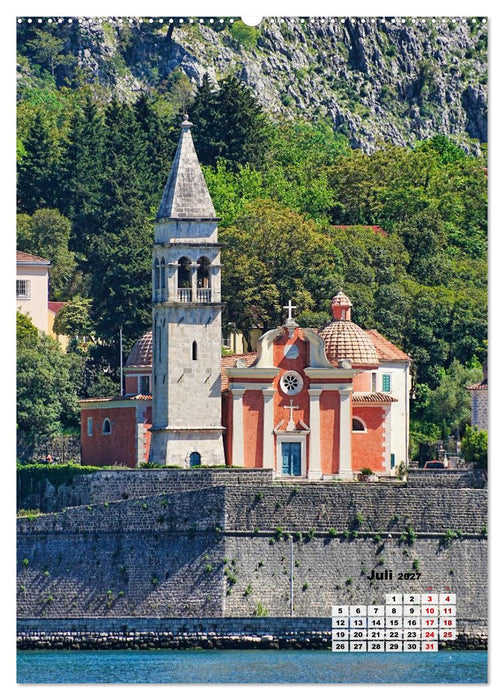 Kirchen rund um die Bucht von Kotor und in Budva (CALVENDO Premium Wandkalender 2027)