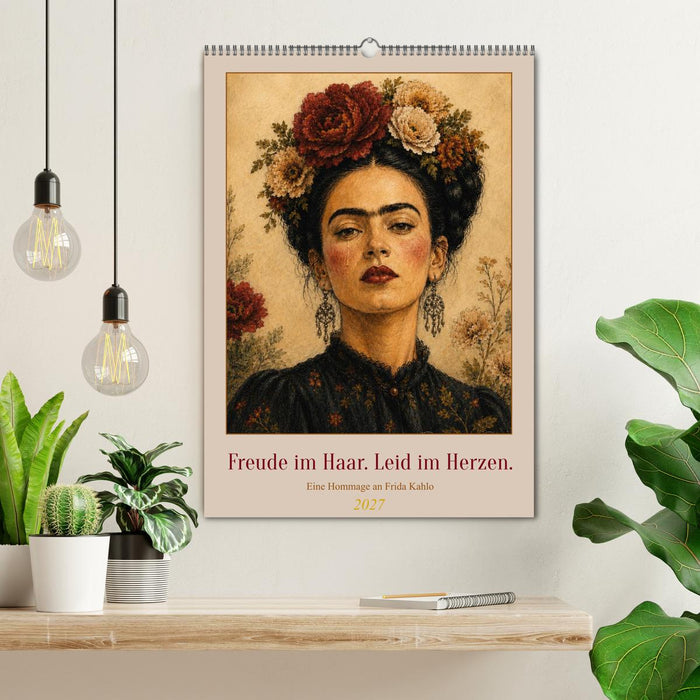 Freude im Haar. Leid im Herzen. Eine Hommage an Frida Kahlo (CALVENDO Wandkalender 2027)