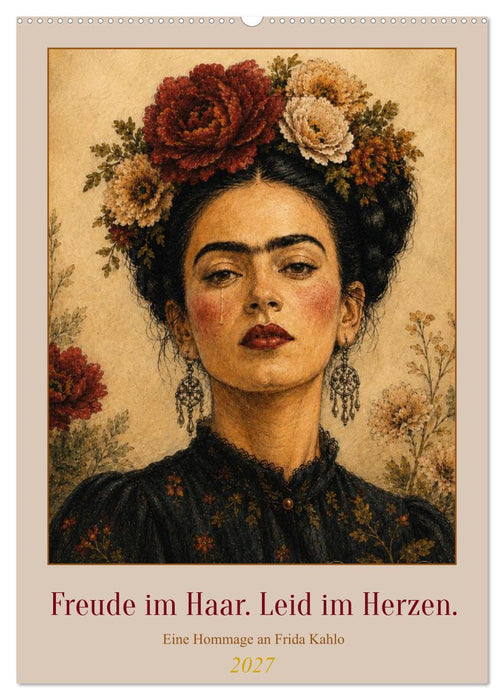 Freude im Haar. Leid im Herzen. Eine Hommage an Frida Kahlo (CALVENDO Wandkalender 2027)