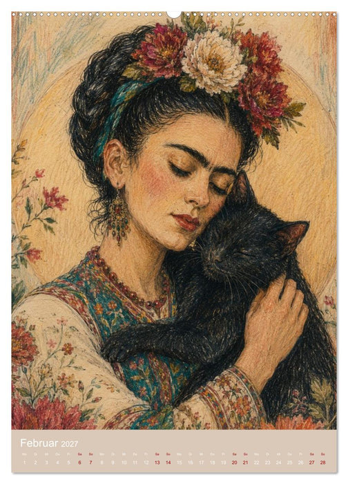 Freude im Haar. Leid im Herzen. Eine Hommage an Frida Kahlo (CALVENDO Wandkalender 2027)