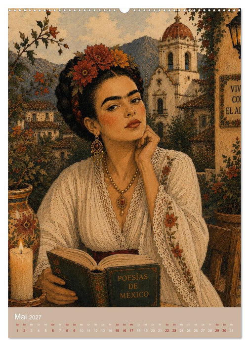 Freude im Haar. Leid im Herzen. Eine Hommage an Frida Kahlo (CALVENDO Wandkalender 2027)