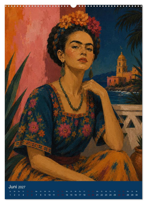 Freude im Haar. Leid im Herzen. Eine Hommage an Frida Kahlo (CALVENDO Wandkalender 2027)