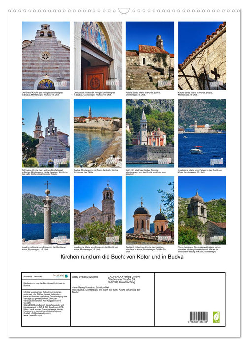 Kirchen rund um die Bucht von Kotor und in Budva (CALVENDO Wandkalender 2027)