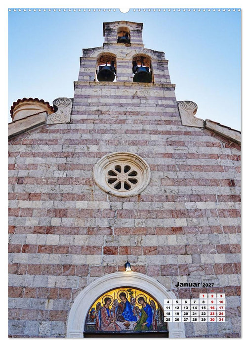 Kirchen rund um die Bucht von Kotor und in Budva (CALVENDO Wandkalender 2027)
