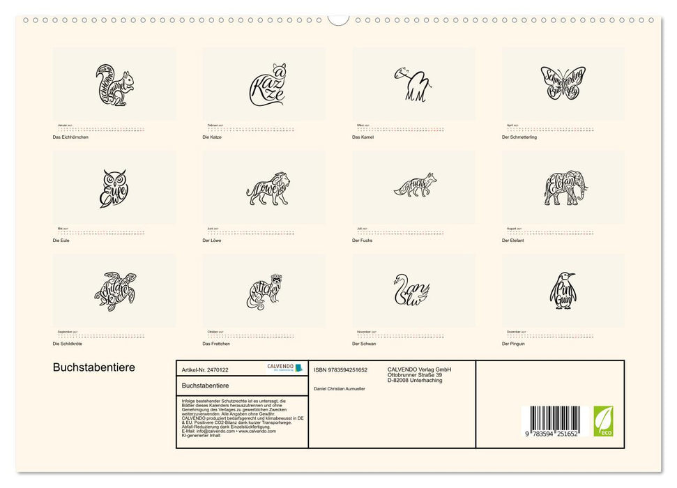 Buchstabentiere (CALVENDO Premium Wandkalender 2027)