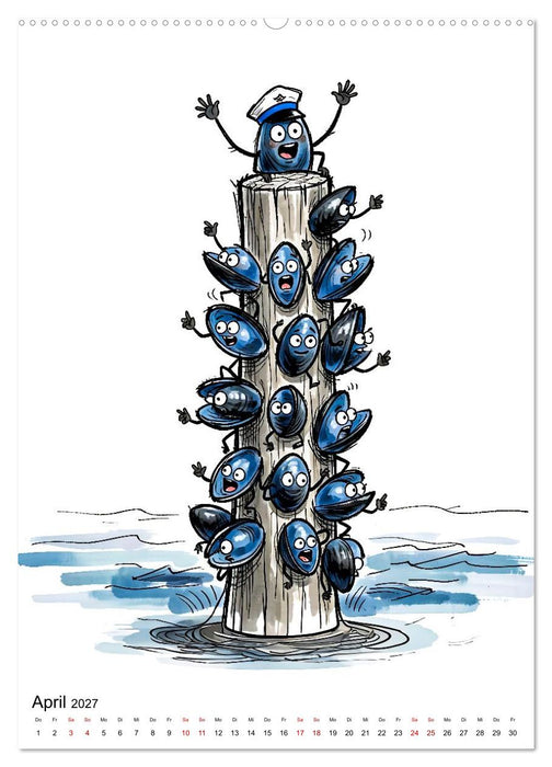 Nordsee-Tiere - Lustige Matrosen im Comicstil (CALVENDO Premium Wandkalender 2027)