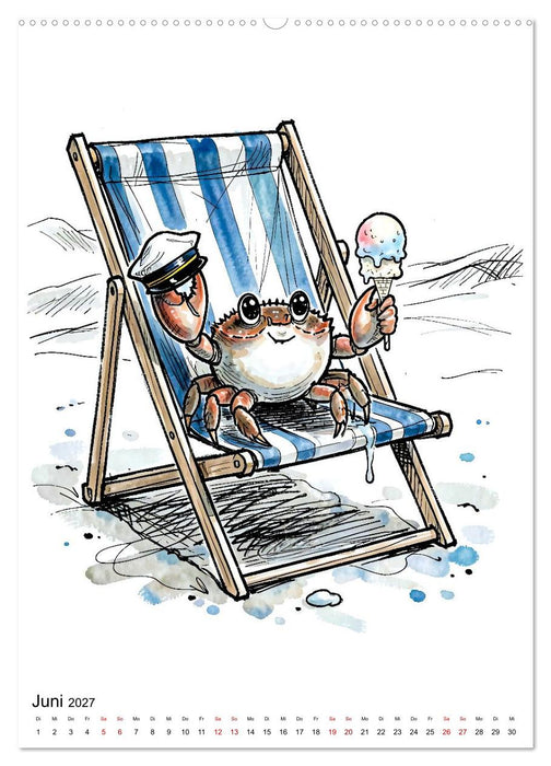 Nordsee-Tiere - Lustige Matrosen im Comicstil (CALVENDO Premium Wandkalender 2027)