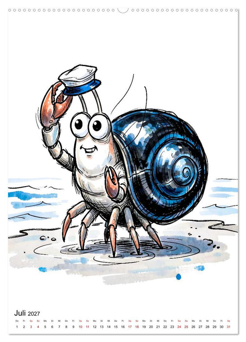 Nordsee-Tiere - Lustige Matrosen im Comicstil (CALVENDO Premium Wandkalender 2027)