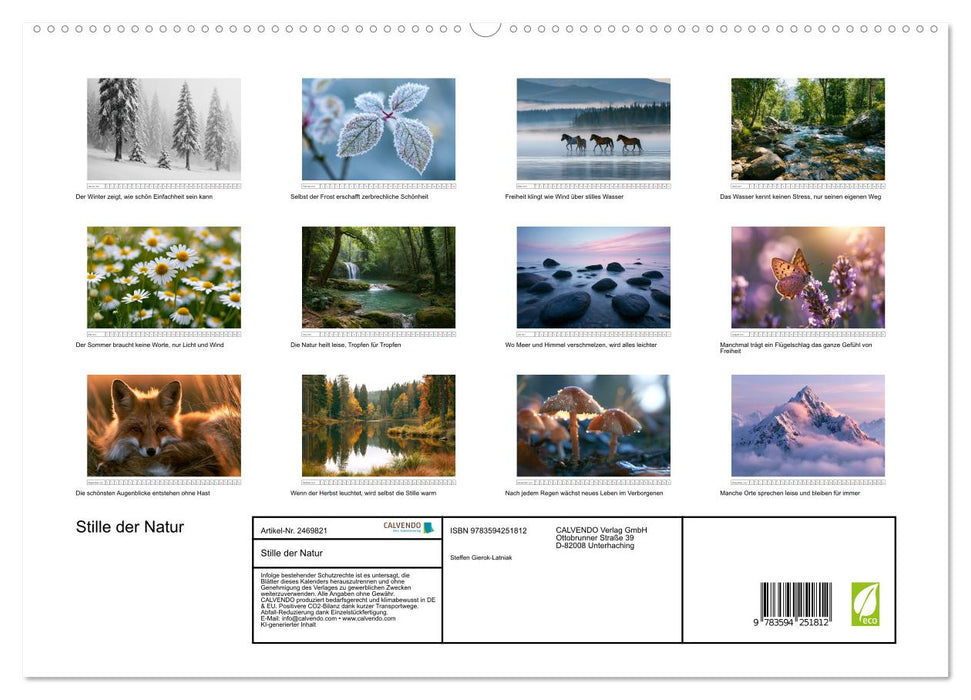 Stille der Natur (CALVENDO Premium Wandkalender 2027)