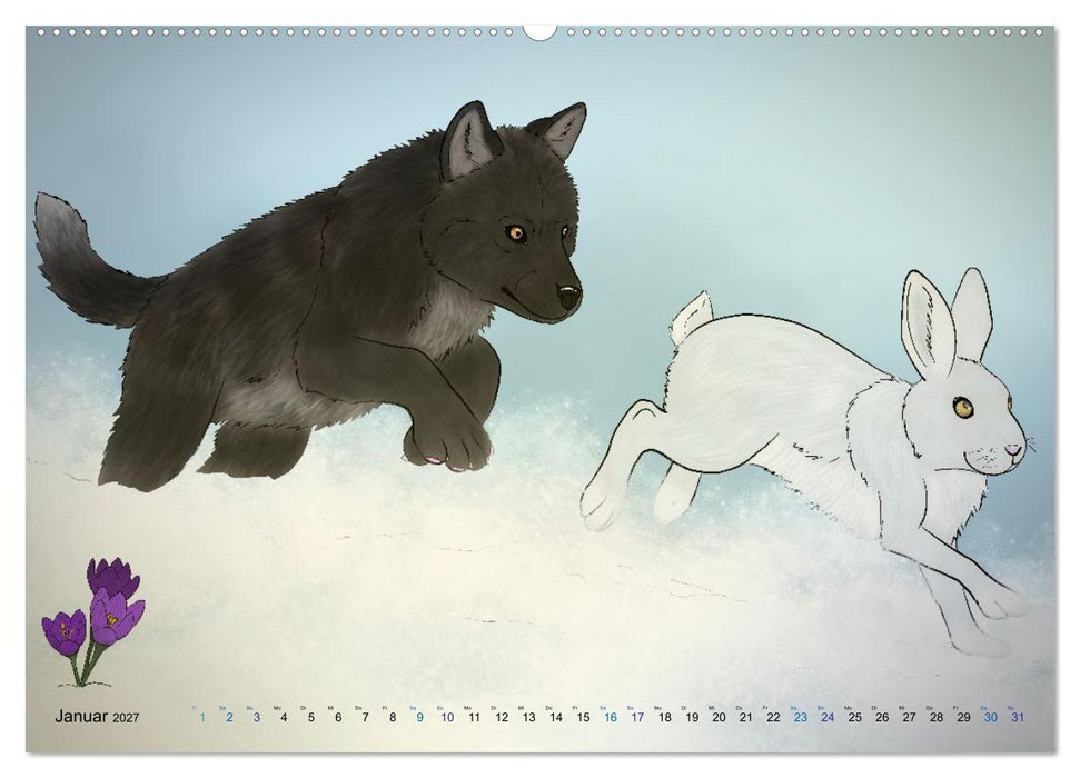 Mit Wolfswelpen durch das Jahr (CALVENDO Premium Wandkalender 2027)