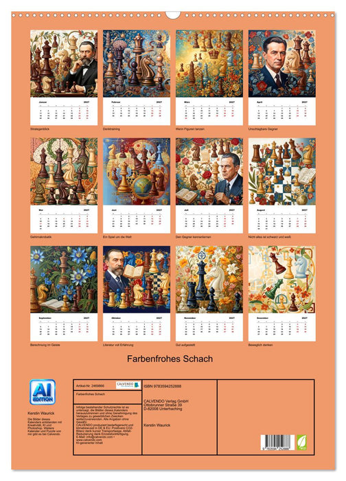 Farbenfrohes Schach (CALVENDO Wandkalender 2027)