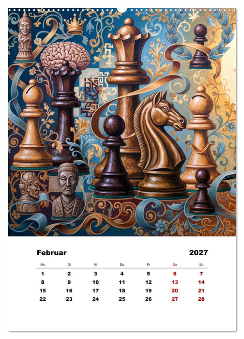 Farbenfrohes Schach (CALVENDO Wandkalender 2027)