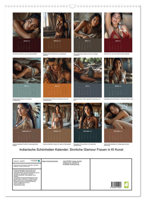Indianische Schönheiten Kalender: Sinnliche Glamour Frauen in KI Kunst (CALVENDO Wandkalender 2027)