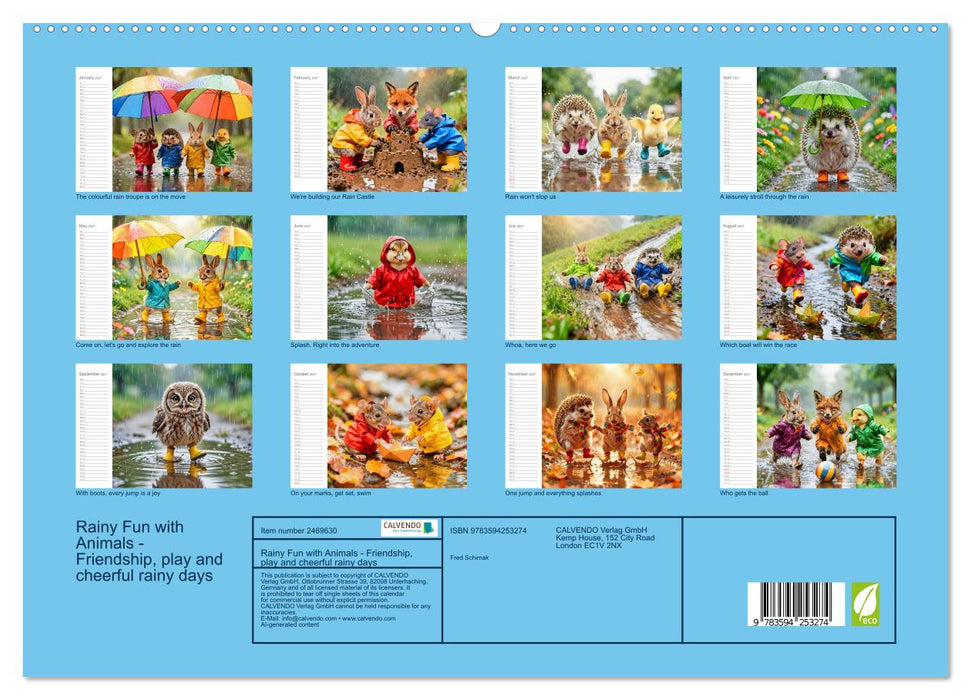 Rainy Fun with Animals - Friendship, play and cheerful rainy days (CALVENDO Premium-Calendar 2027)