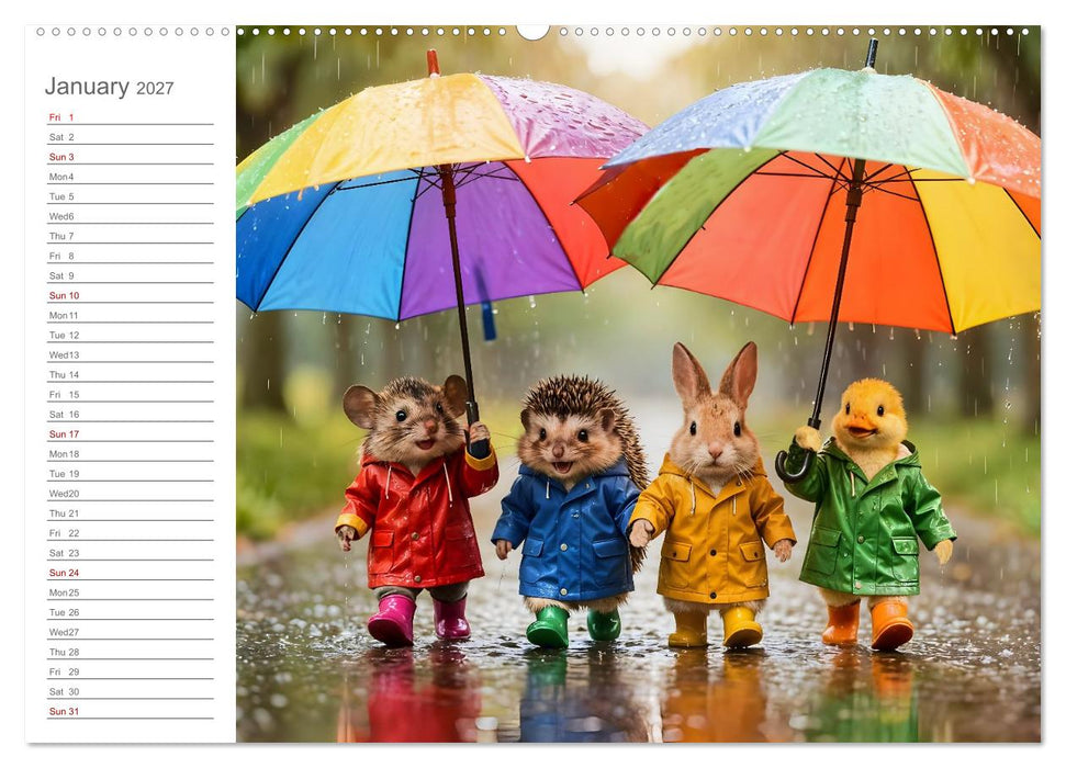 Rainy Fun with Animals - Friendship, play and cheerful rainy days (CALVENDO Premium-Calendar 2027)