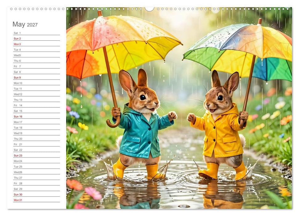 Rainy Fun with Animals - Friendship, play and cheerful rainy days (CALVENDO Premium-Calendar 2027)