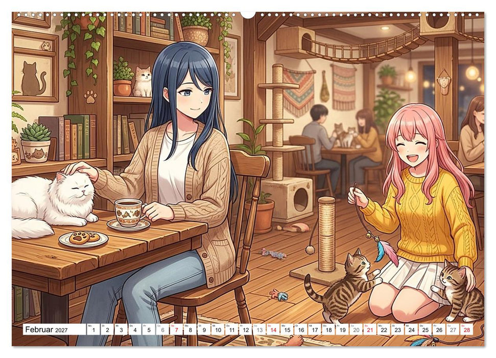 Augenblicke in einem Katzencafé (CALVENDO Wandkalender 2027)