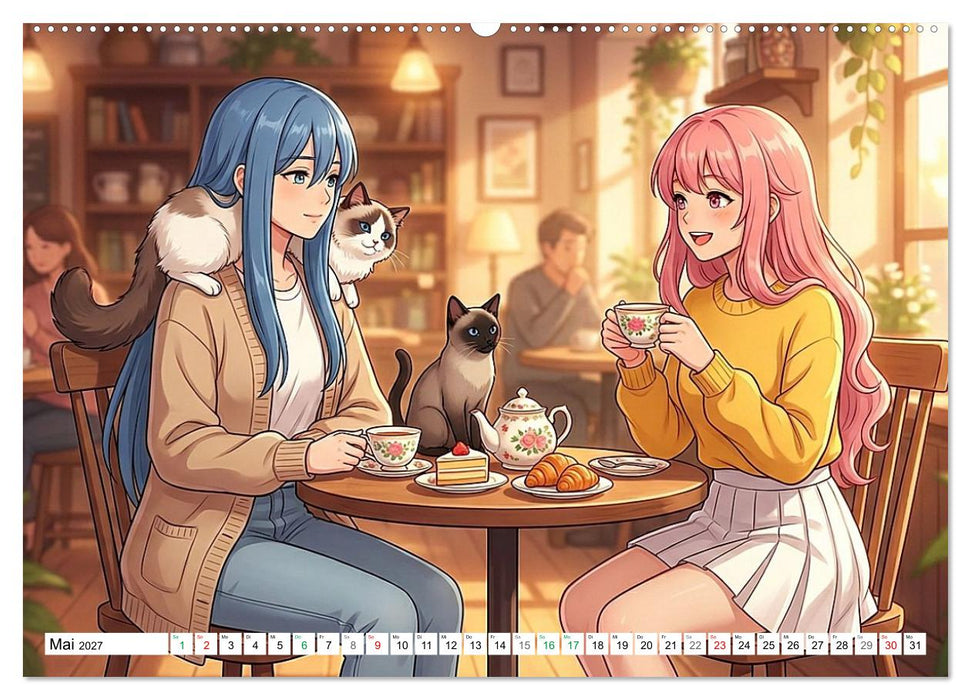Augenblicke in einem Katzencafé (CALVENDO Wandkalender 2027)