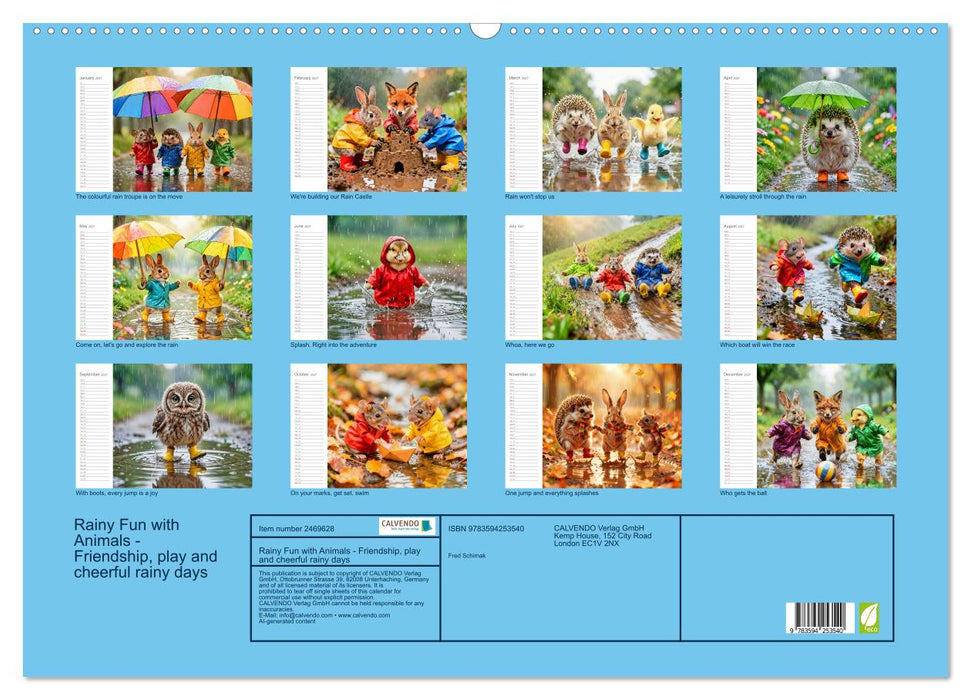 Rainy Fun with Animals - Friendship, play and cheerful rainy days (CALVENDO Monthly Calendar 2027)